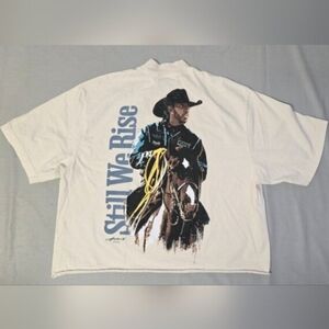 Plus 44 Lewis Hamilton Rare F1 Still We Rise Graphic Cream Shirt Unisex Size L